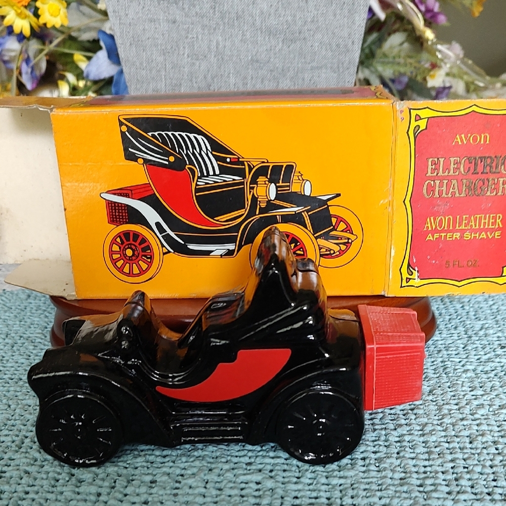 Vintage Avon Electric Charge Antique Car Avon Leather After Shave 5oz.